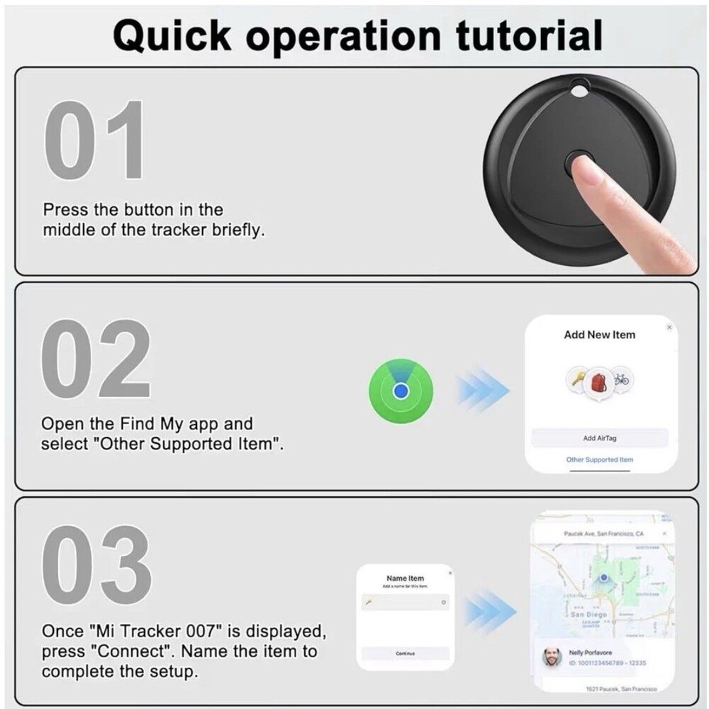 Tracker Tags-4 Pack Work with Apple Find My (iOS Only) Plus 4 Keychains - Picture 4 of 11